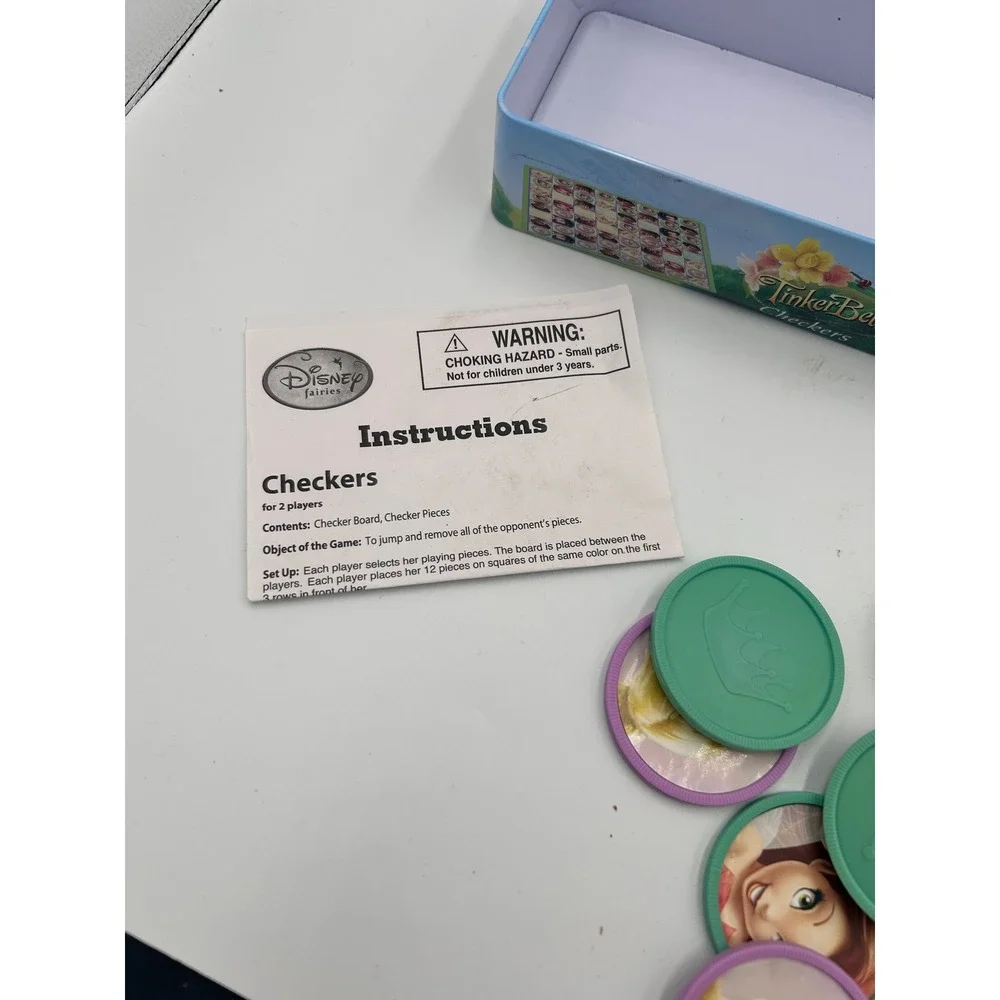 Disney Fairies Tinker Bell Checkers Game in Collector Tin Cardinal 17194